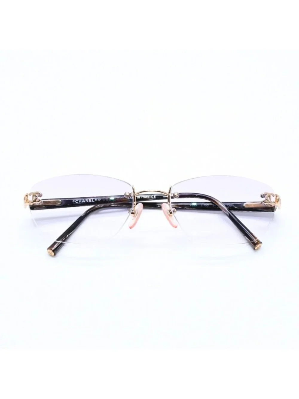 Chanel Rimless Sunglasses Eyewear CC Logo Marble Purple